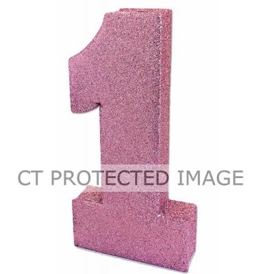 No. 1 Pink Glitter Table Decoration