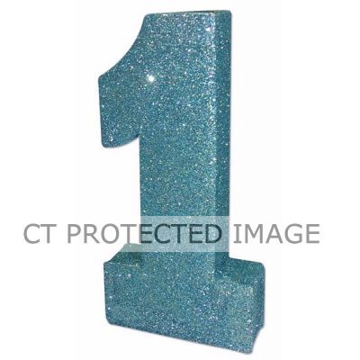 No. 1 Blue Glitter Table Decoration