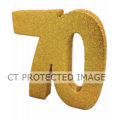 Gold Glitter Number 70 Table Decoration