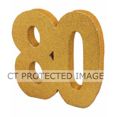 Gold Glitter Number 80 Table Decoration