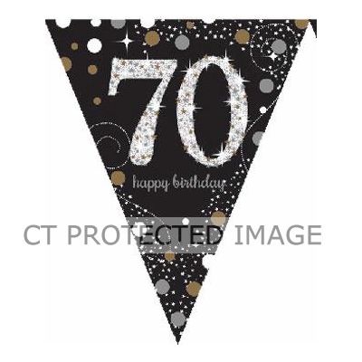 70th Gold Sparkles Pennant Banner