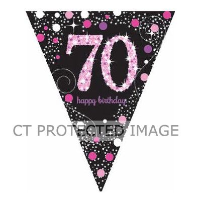70th Pink Sparkles Pennant Banner