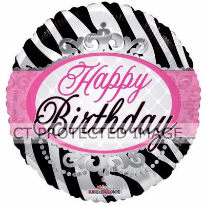 18 Inch Happy Birthday Zebra Print Foil