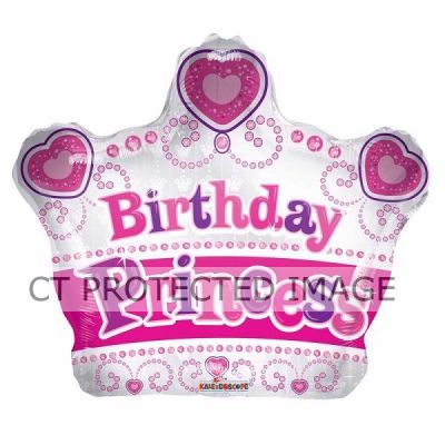 18 Inch Happy Birthday Princess Crown Shape Foil