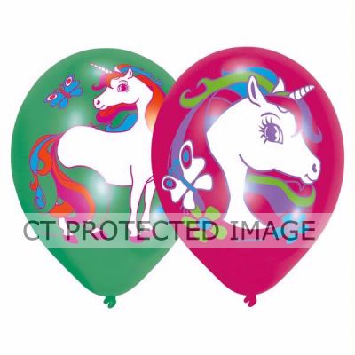  11 Inch Unicorn Printed Balloons (pack quantity 6) 