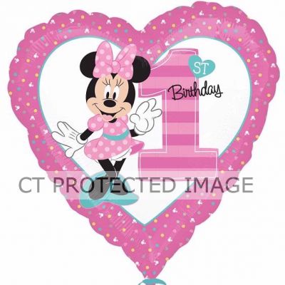 18 Inch Minnie 1st Birthday Foil Balloon