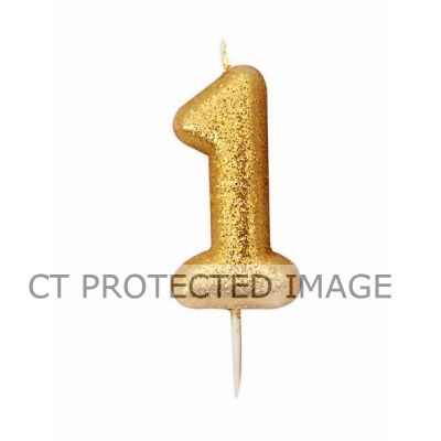 No. 1 Gold Glitter Pick Candle