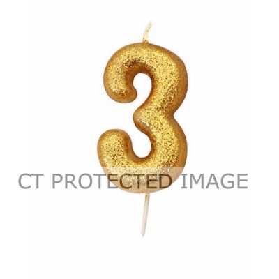 No. 3 Gold Glitter Pick Candle