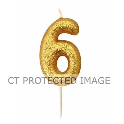 No. 6 Gold Glitter Pick Candle