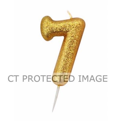 No. 7 Gold Glitter Pick Candle