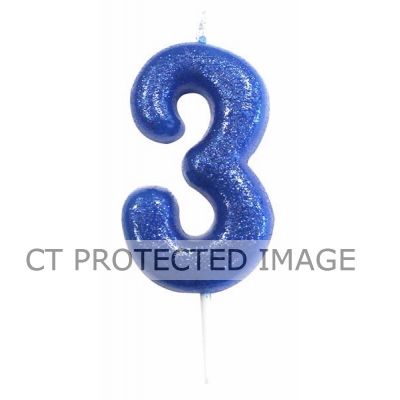 No. 3 Blue Glitter Pick Candle