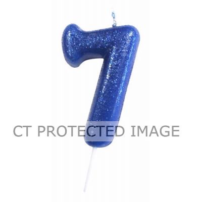 No. 7 Blue Glitter Pick Candle