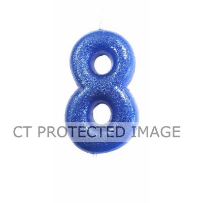 No. 8 Blue Glitter Pick Candle
