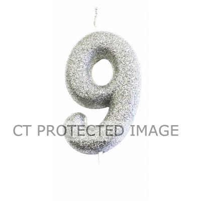 No. 9 Silver Glitter Pick Candle