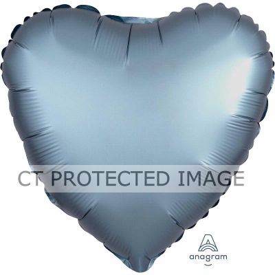 Satin Luxe Steel Blue Heart 18 Inch Heart