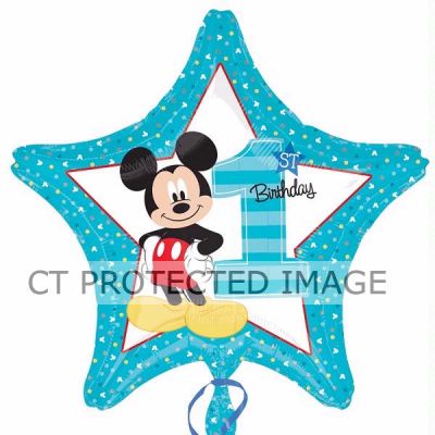 18 Inch Mickey Mouse 1st Birthday Foil Balloon