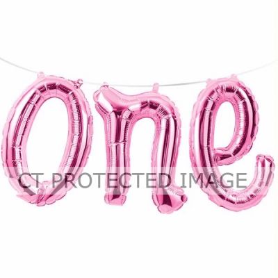 30cmx1.5m Pink One Air Fill Foil Balloon