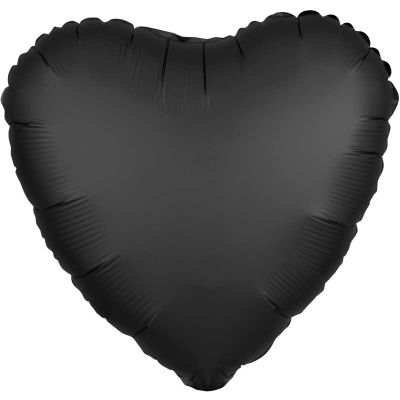 18 Inch Satin Luxe Onyx Black Heart Foil