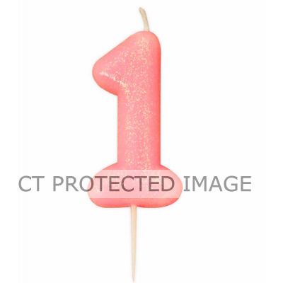 No. 1 Pink Glitter Pick Candle