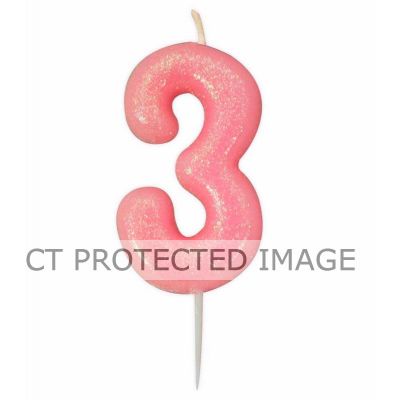 No. 3 Pink Glitter Pick Candle