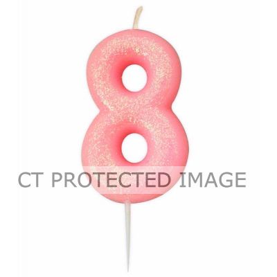 No. 8 Pink Glitter Pick Candle
