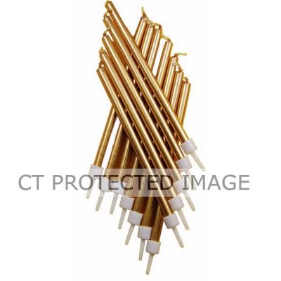  10cm Tall Candles Metallic Gold With Hol (pack quantity 12) 