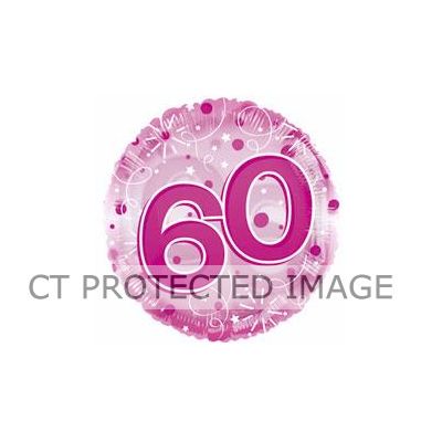 24 Inch Pink 60th Birthday Clearview Balloon