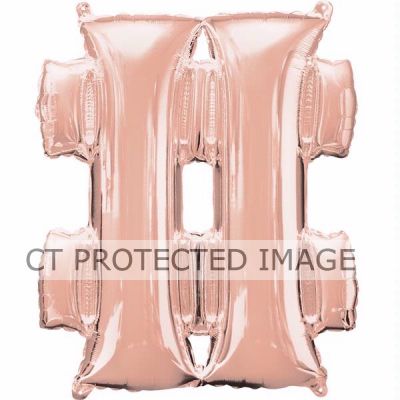 16 Inch Rose Gold Hashtag Shaped Foil