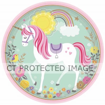  23cm Magical Unicorn Plates (pack quantity 8) 