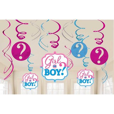  Girl Or Boy Swirl Decorations (pack quantity 12) 