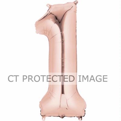 16 Inch Number 1 Rose Gold Air-fill Foil