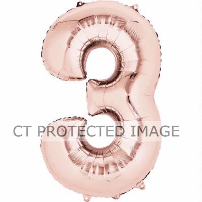 16 Inch Number 3 Rose Gold Air-fill Foil