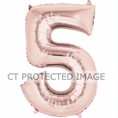 16 Inch Number 5 Rose Gold Air-fill Foil
