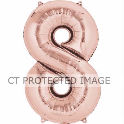 16 Inch Number 8 Rose Gold Air-fill Foil