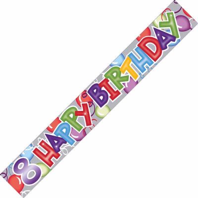 9ft 8th Birthday Holographic Banner