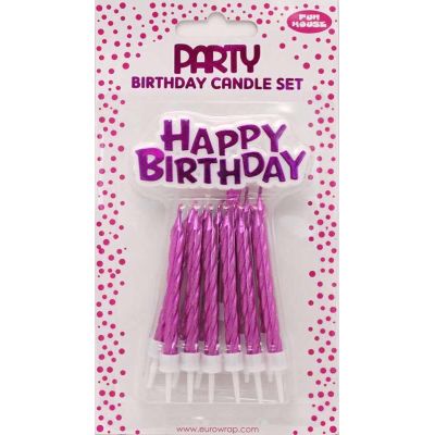 Pink Metallic Cake Candle Set  6s