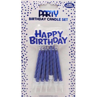 Blue Metallic Cake Candle Set  6s