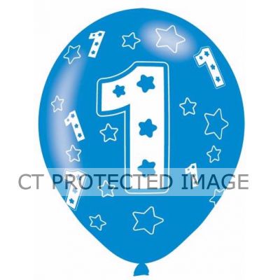  27.5cm 1st Birthday Blue Balloons (pack quantity 6) 