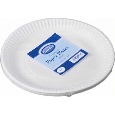  7 Inch White Paper Plates (pack quantity 15) 
