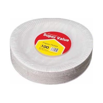  23cm White Value Paper Plates (pack quantity 100) 