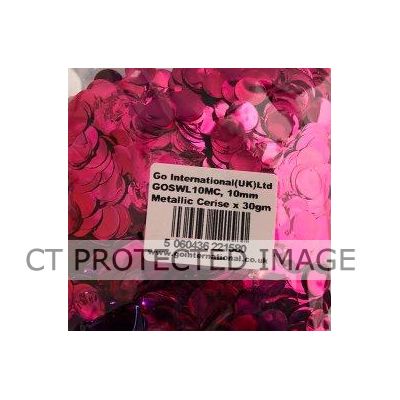30gm 10mm Cerise Pink Metallic Confetti
