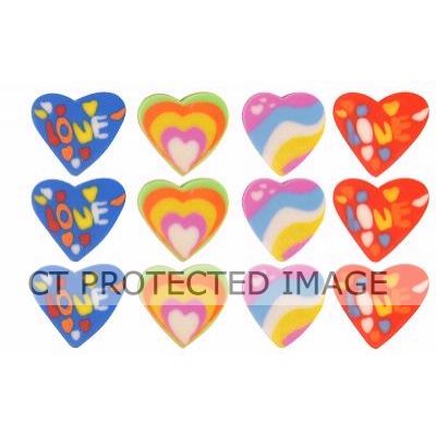 4assorted Colour Heart Erasers  70s