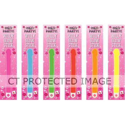 6 Willy Glow Sticks With String Necklace Hen Stag Party Novelty 17cm Night Out