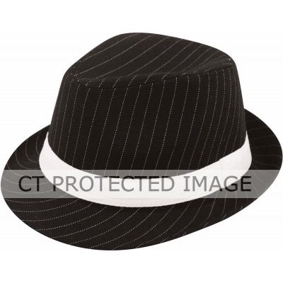 Hat Gangster W/stripe Black