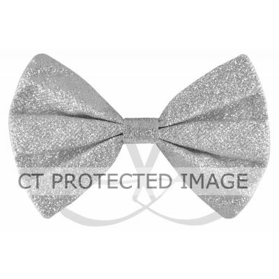 12x7cm Silver Glitter Bow Tie