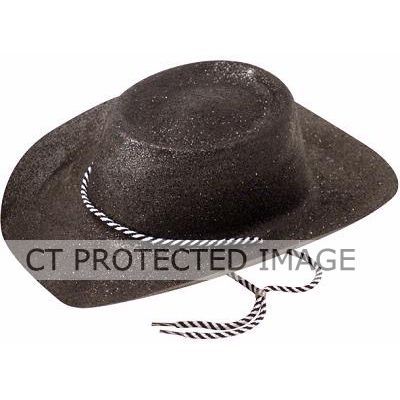 Black Adult Glitter Cowboy Hat
