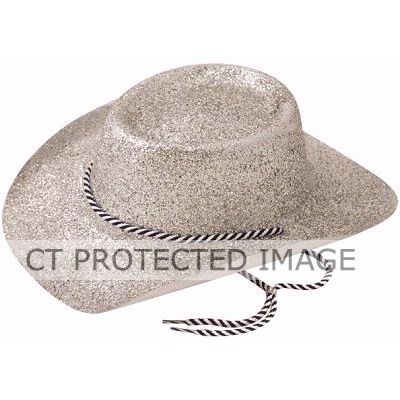 Silver Adult Glitter Cowboy Hat