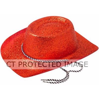 Red Adult Glitter Cowboy Hat