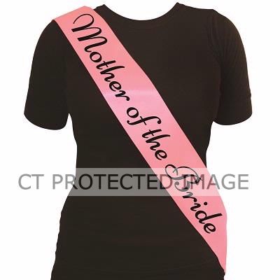 Pink Mother Of The Bride Sash Black Text