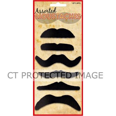 6pc Styles Black Moustaches